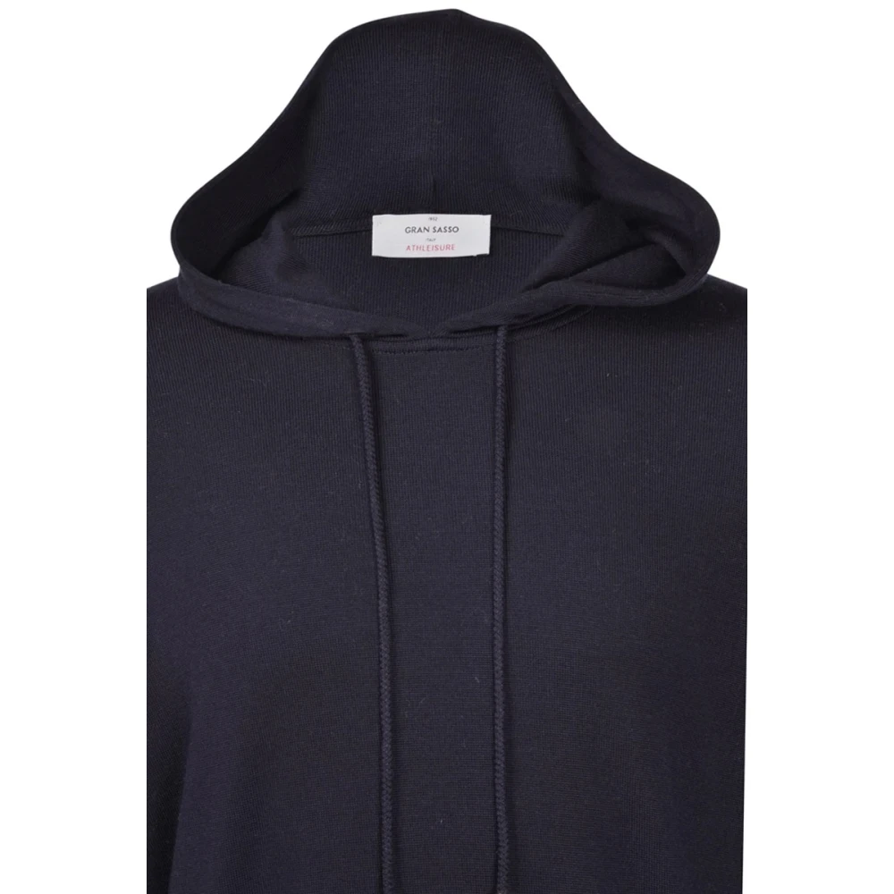 Gran Sasso Merino Gebreide Hoodie Blue Heren