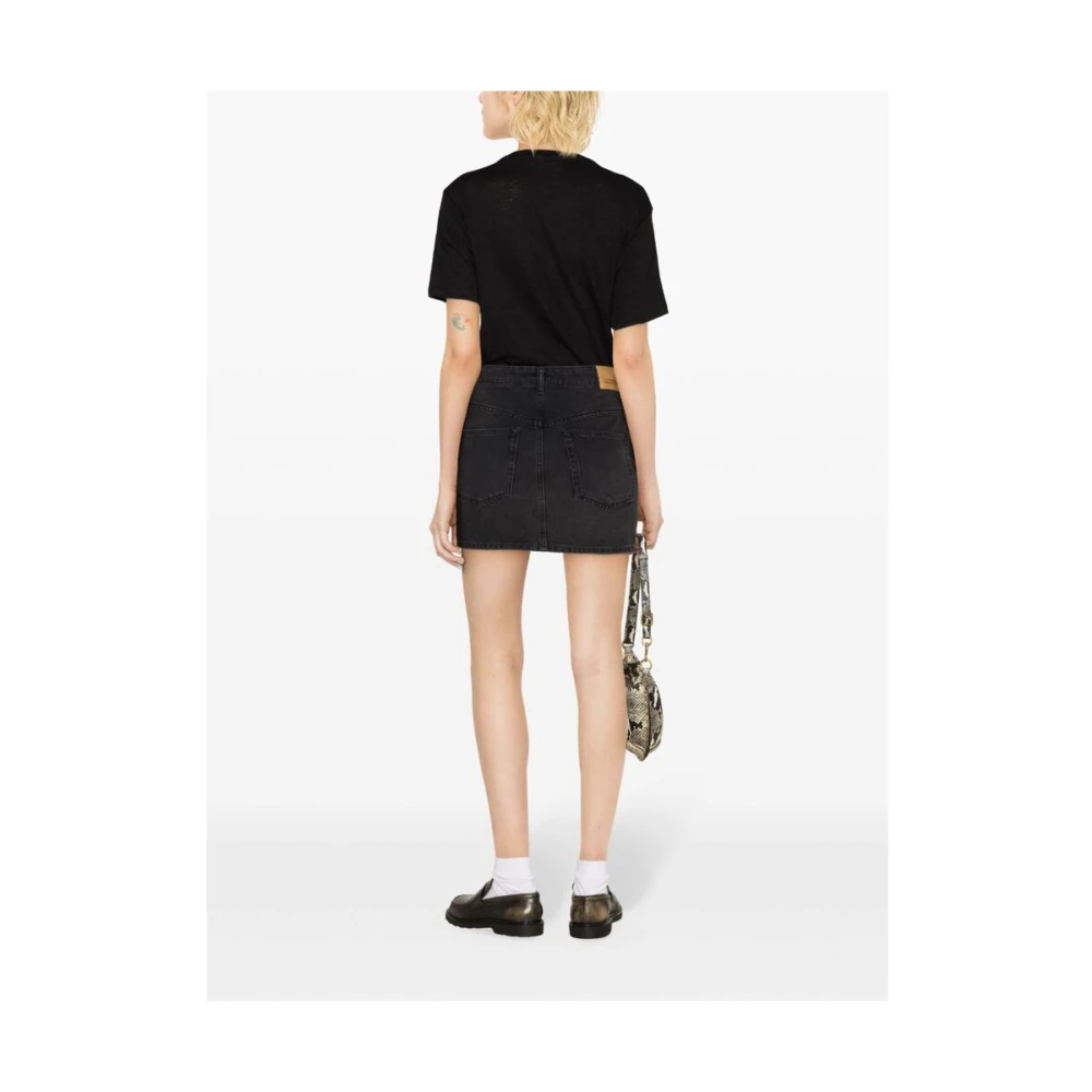 Isabel Marant Étoile Zwart Linnen Logo T-shirt Black Dames
