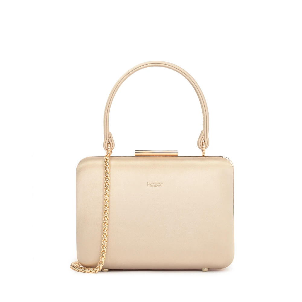 Kazar Stevige leren tas met een handvat en een ketting Beige Dames
