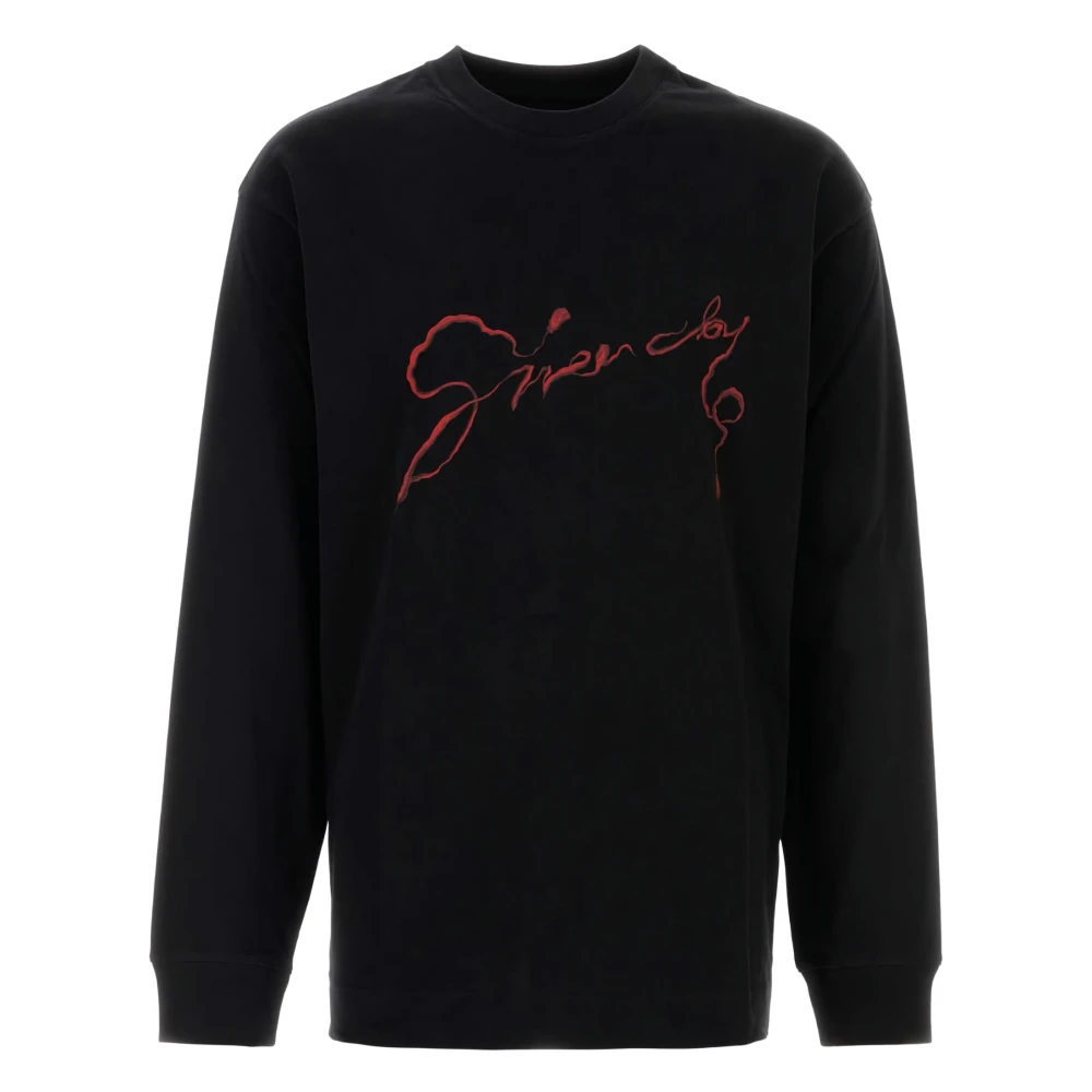 Givenchy Zwart T-shirt met Lange Mouwen en Print met Ronde Hals Black Heren