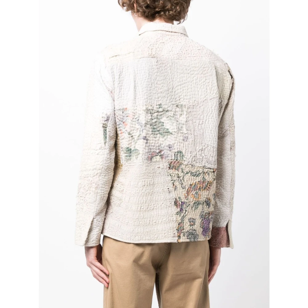 By Walid Beige Bloemen Patchwork Katoenen Jas Multicolor Heren