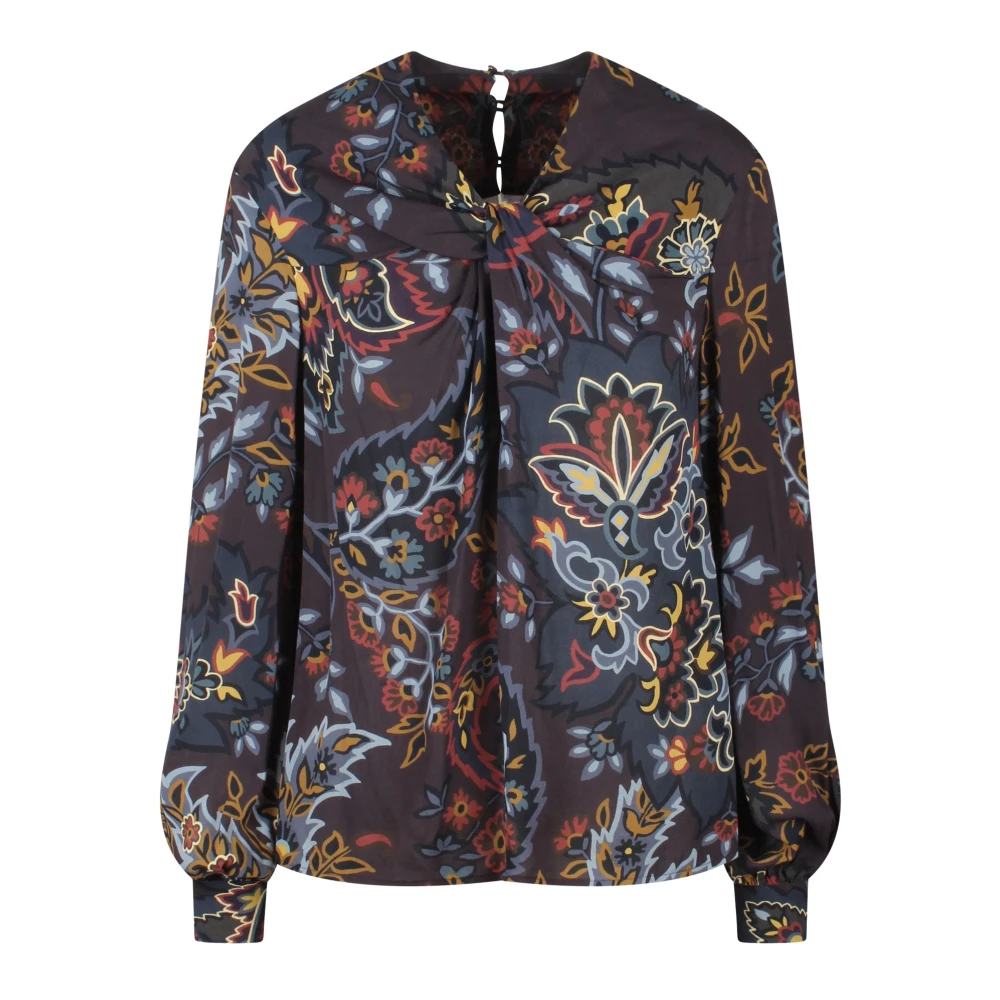 ETRO Bloemen Paisley Blouse Knoop Detail Multicolor Dames