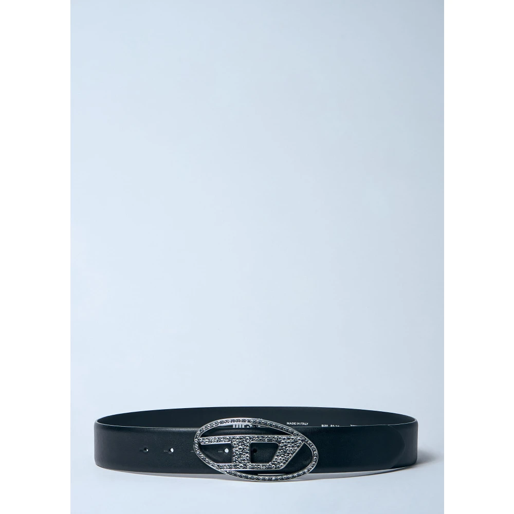 Diesel Kristallen Gesp Leren Riem Black Dames