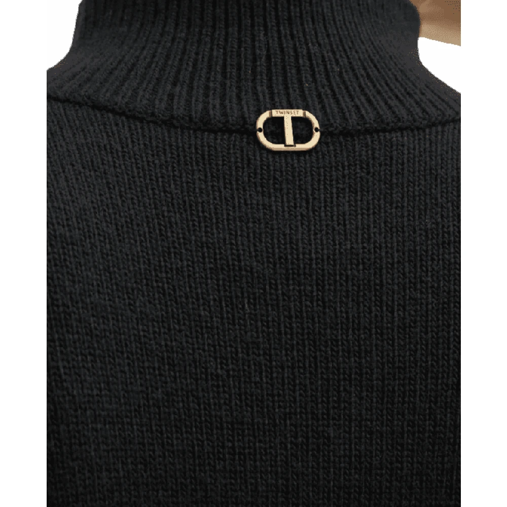Twinset Zwarte Trui met Zachte Lijn Black Dames