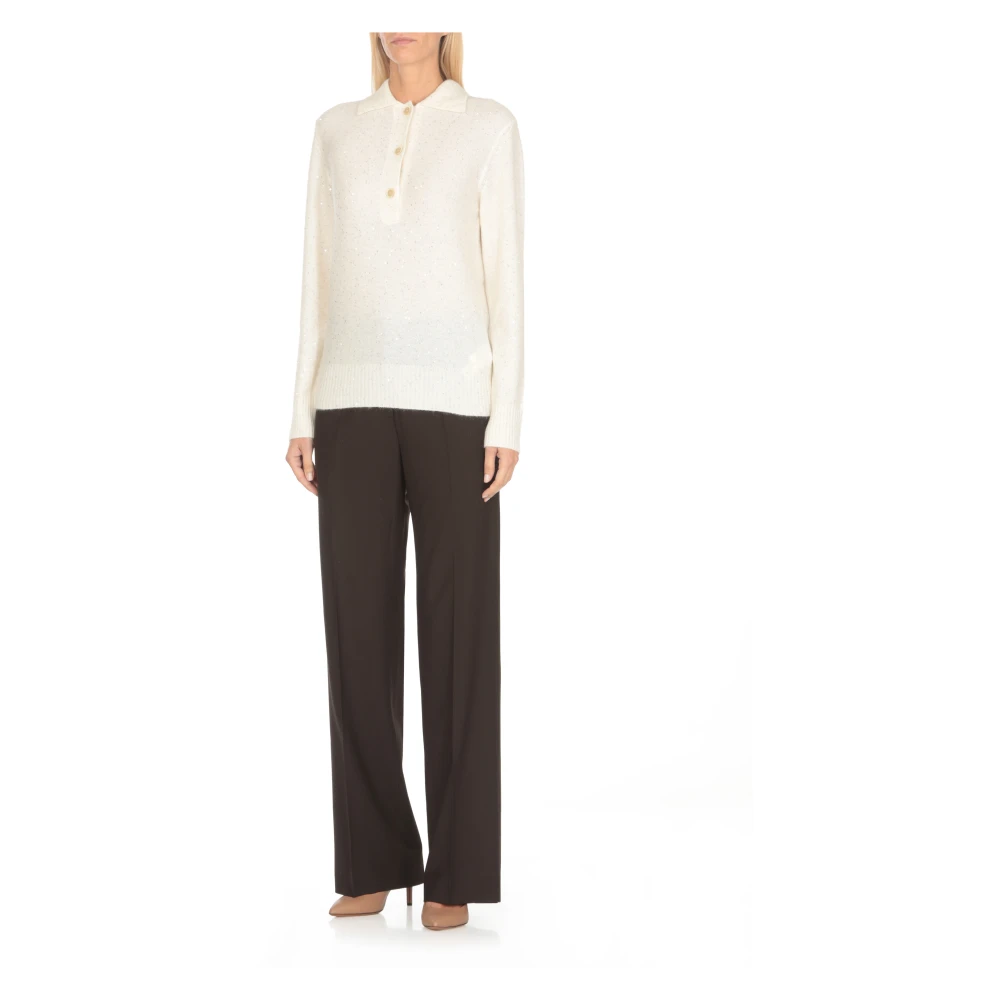 Fabiana Filippi Ivoor Wollen Trui met Pailletten Beige Dames