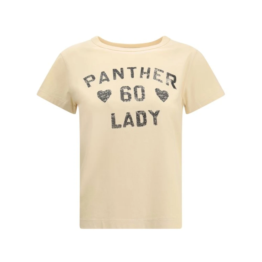 Valentino Women's Beige T-Shirts, M, Panther Lady T-Shirt