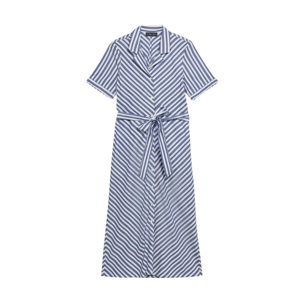 Brooks Brothers Blue Striped Shirt Dress With Belt - Female - Shirt Dresses - M - Dresses