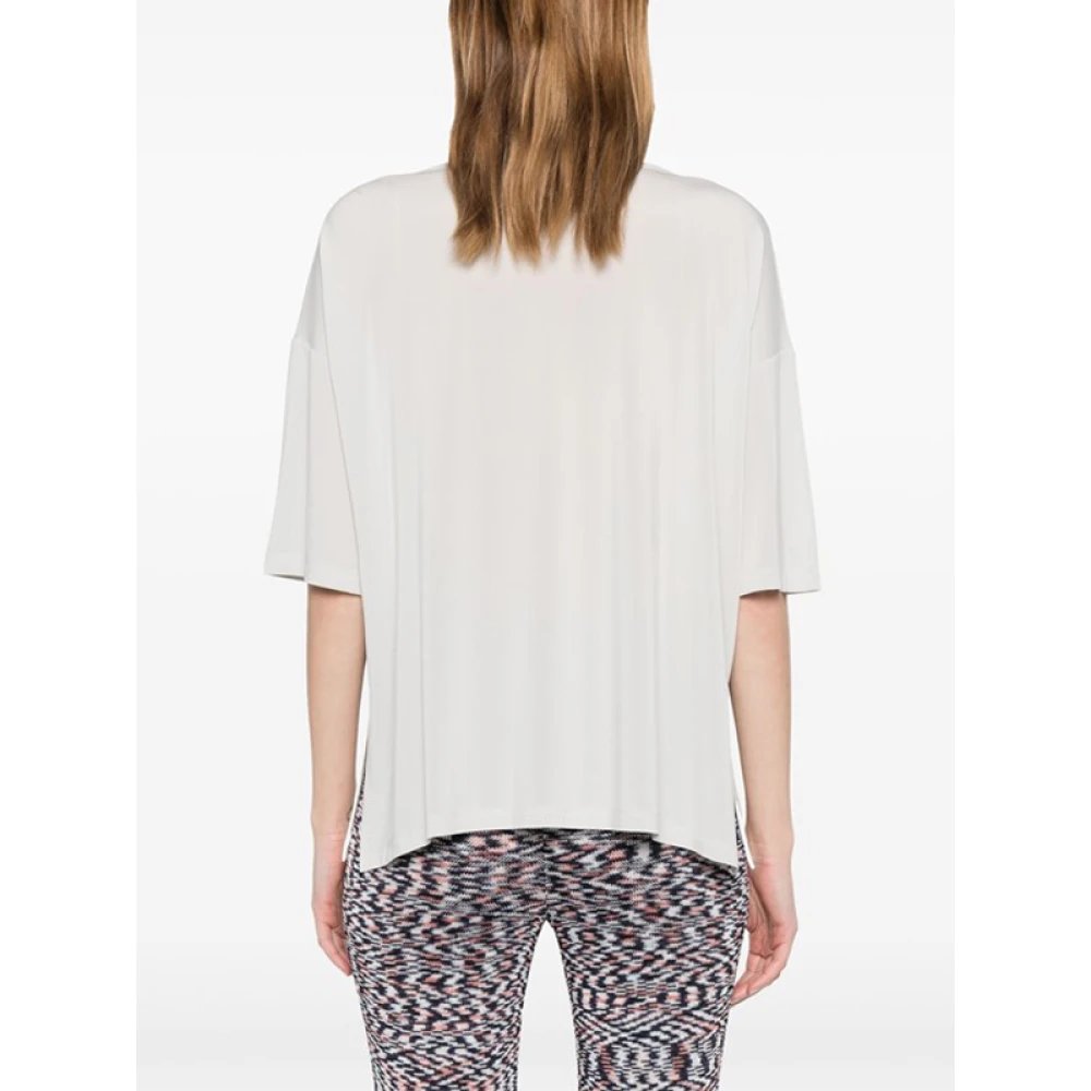 Le Tricot Perugia Grijze V-hals Drop-Schouder T-shirt Gray Dames