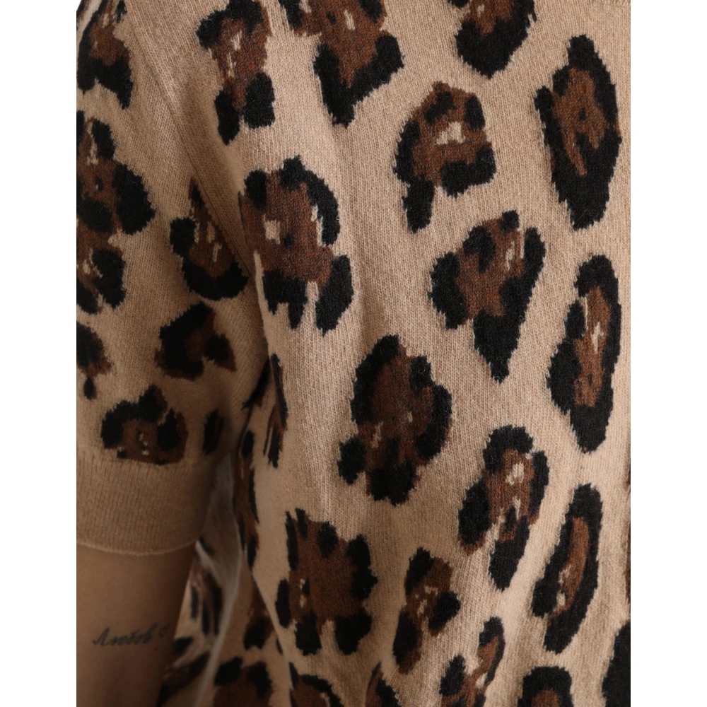 Dolce & Gabbana Luipaard Wollen Coltrui Beige Dames