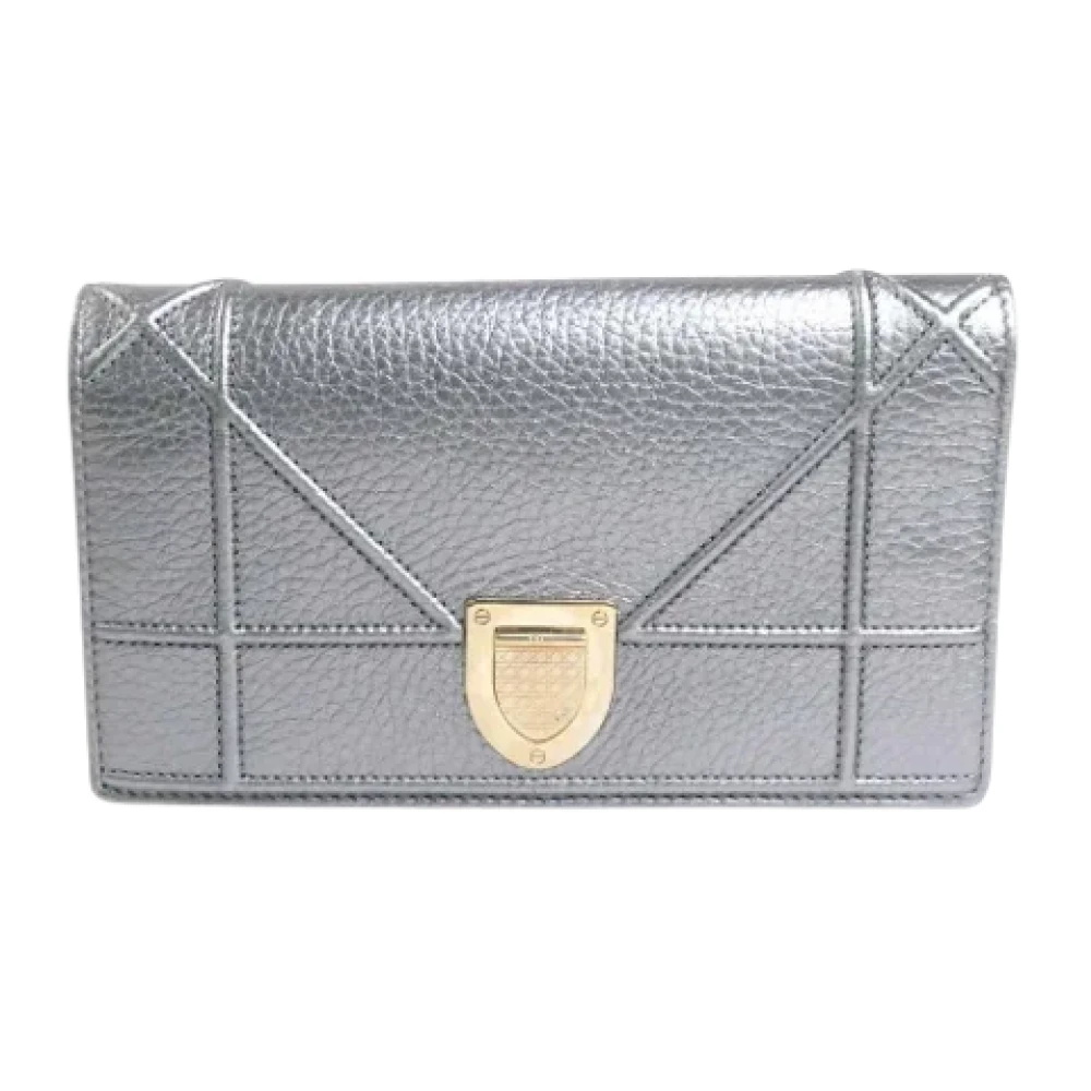 Dior Vintage Pre-owned Leather wallets Gray Dames