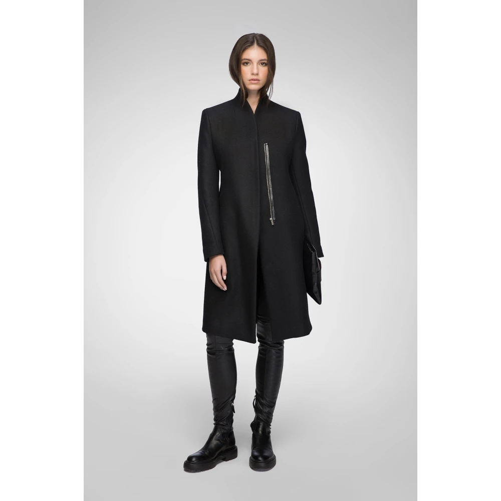 Vespucci by VSP Rosen Zwarte wollen jas Black Dames