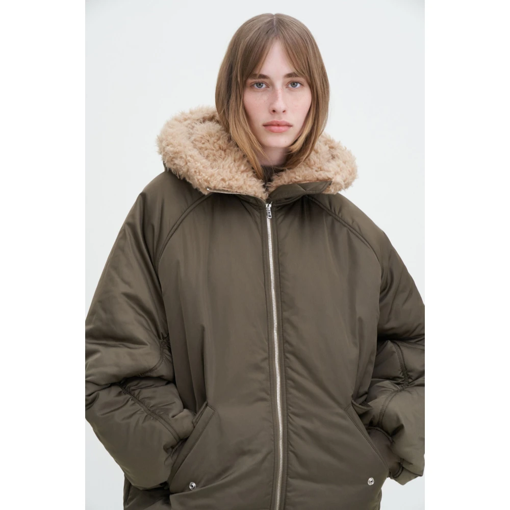 Filippa K Khaki Hooded Bomberjack Green Dames