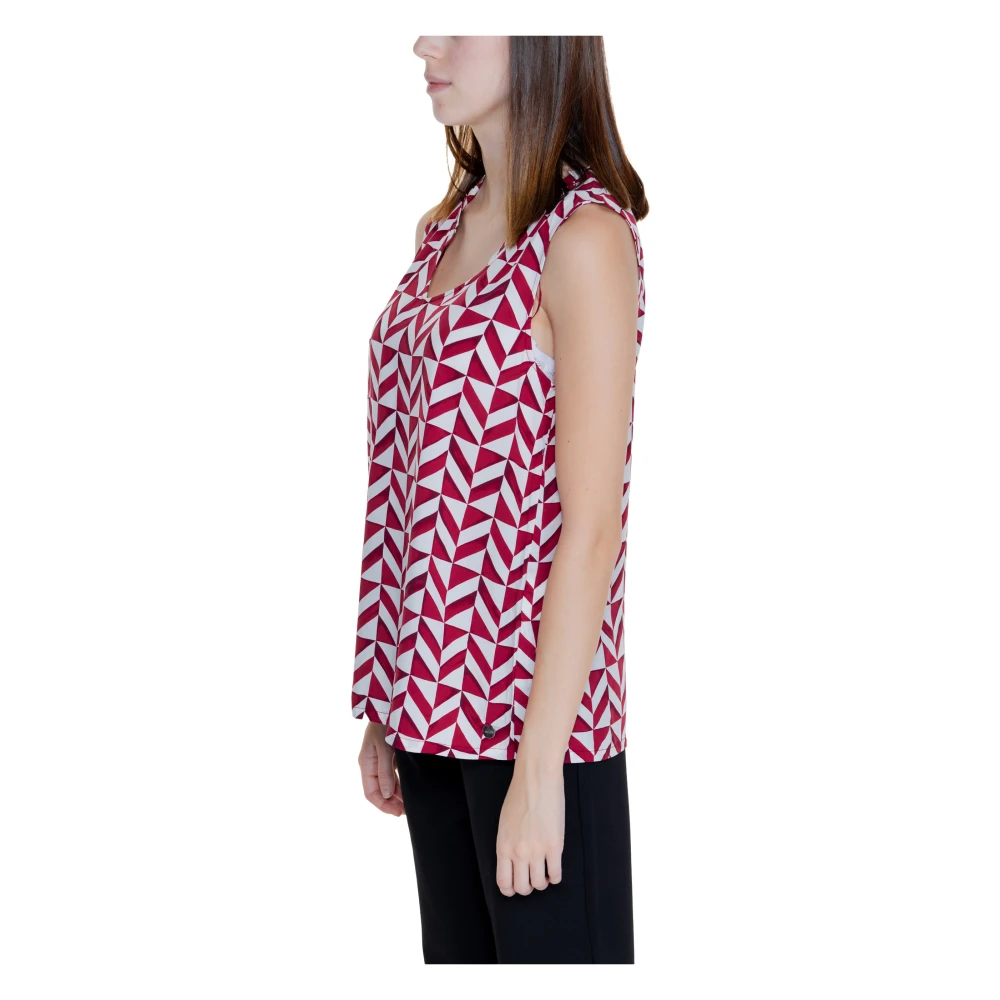 Street One Rode Geometrische Tanktop Mouwloos Red Dames