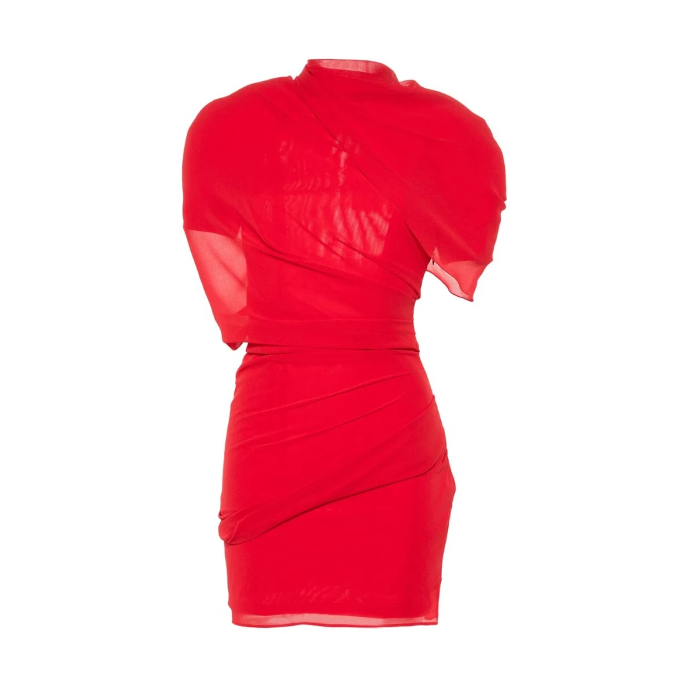 Jacquemus Rode Gedrapeerde Jurk Red Dames