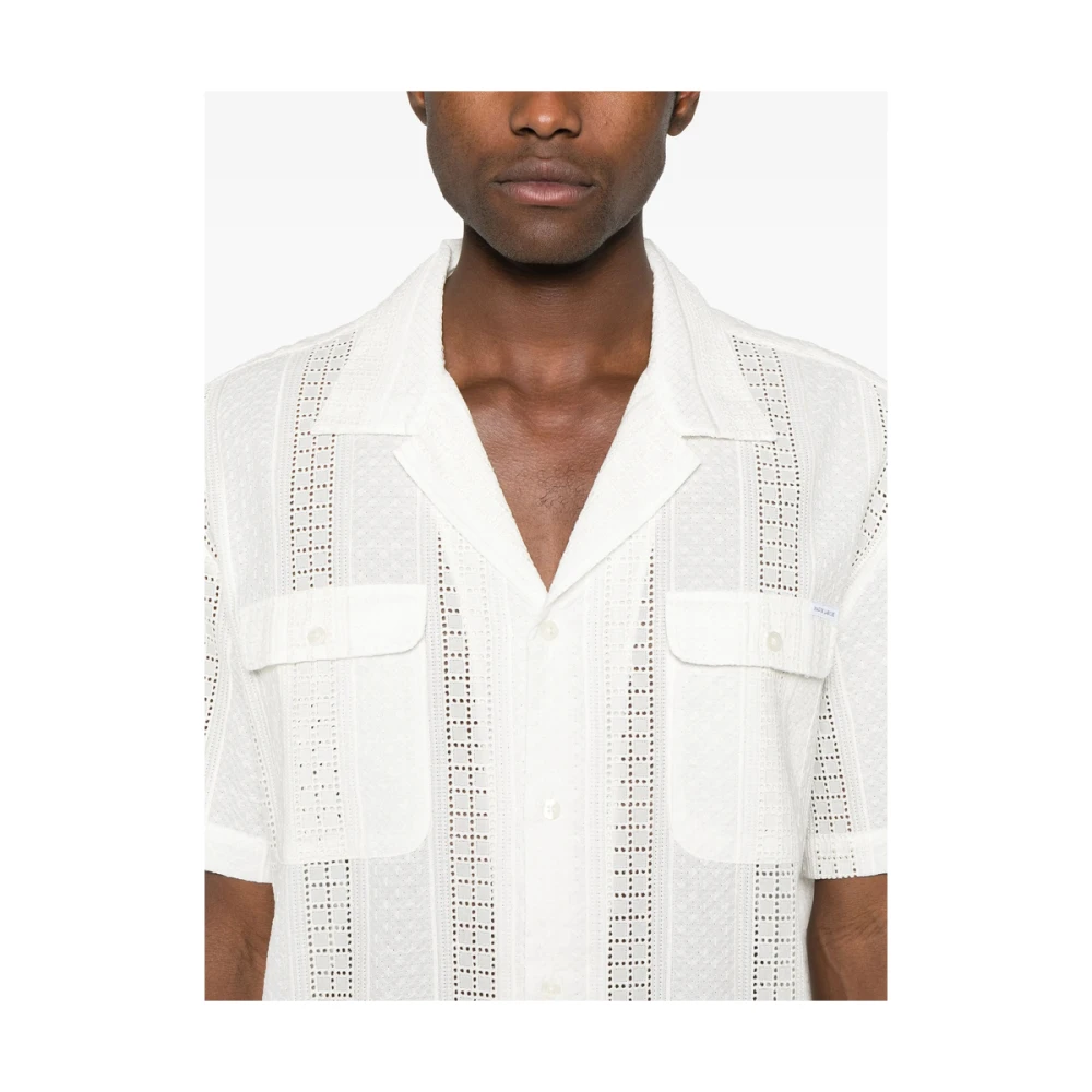 Maison Labiche Witte Camp Kraag Shirt Korte Mouwen White Heren