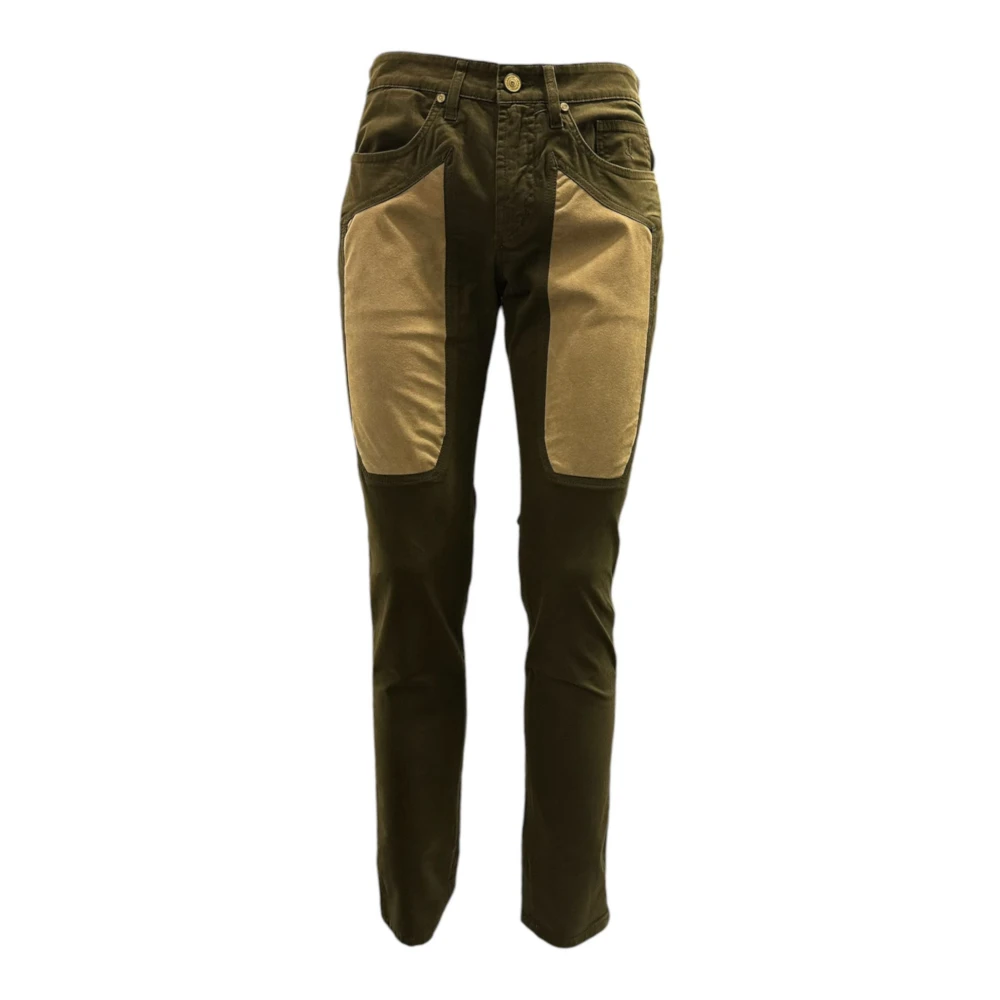 Jeckerson Slim Fit Groene Jeans met Alcantara Patches Green Heren