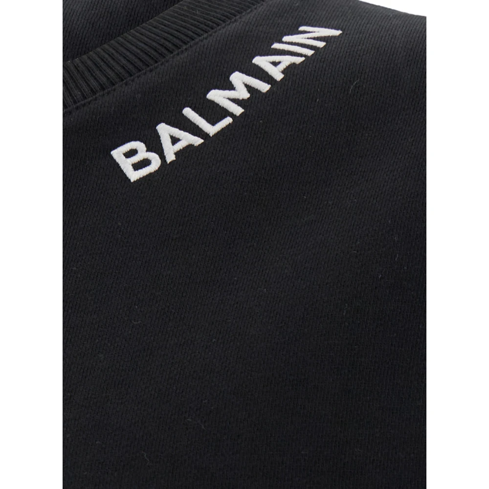 Balmain Zwart Crewneck Sweatshirt met Logo Black Heren
