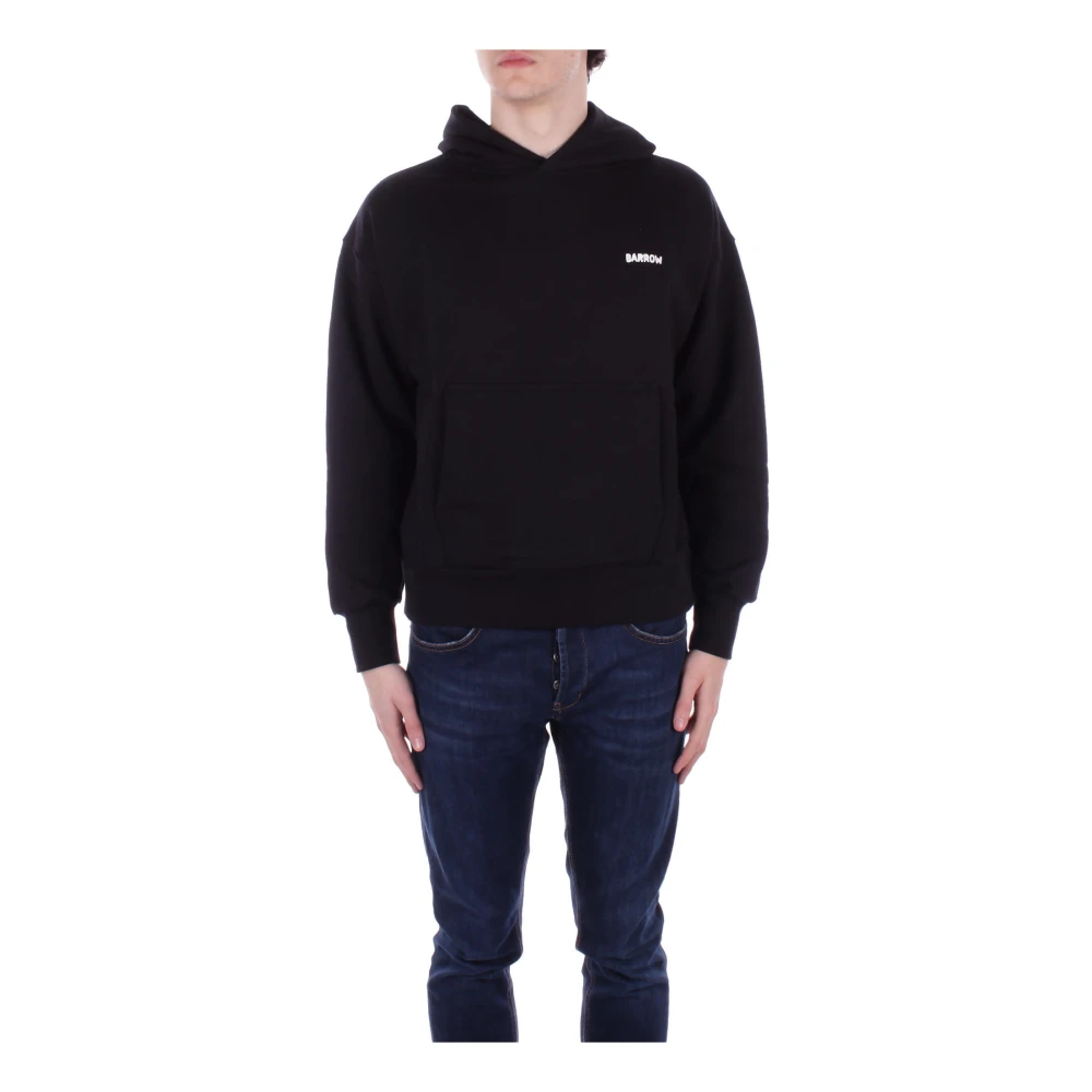 BARROW Svart Hoodie Med Dragkedja Black, Herr