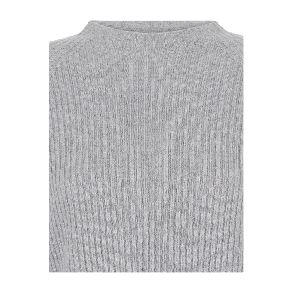 Twinset Grijze Ribgebreide Trui U-Hals Gray Dames