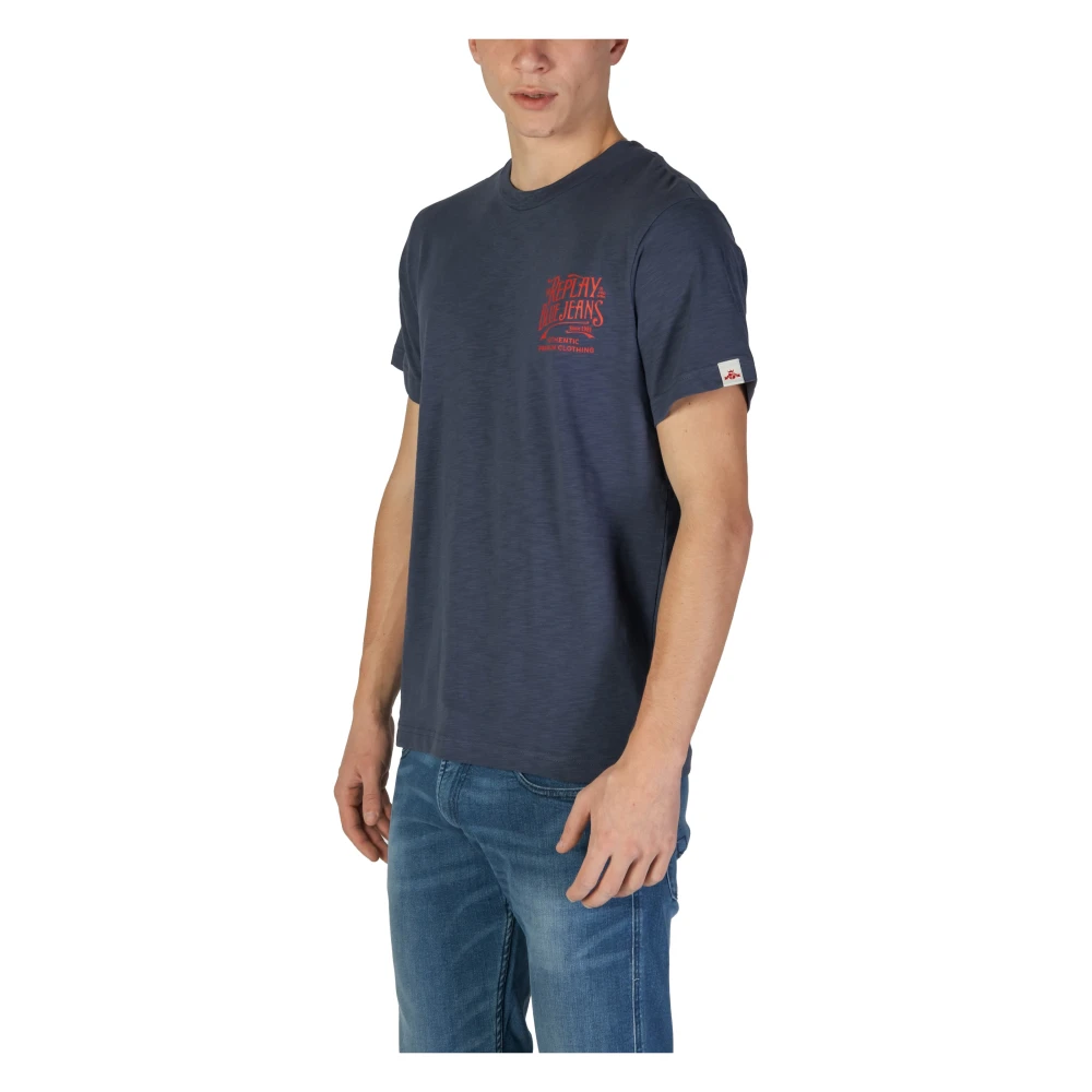 Replay Korte mouw katoenen T-shirt collectie Blue Heren