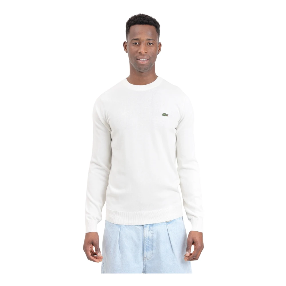 Lacoste Witte Krokodil Logo Trui White Heren