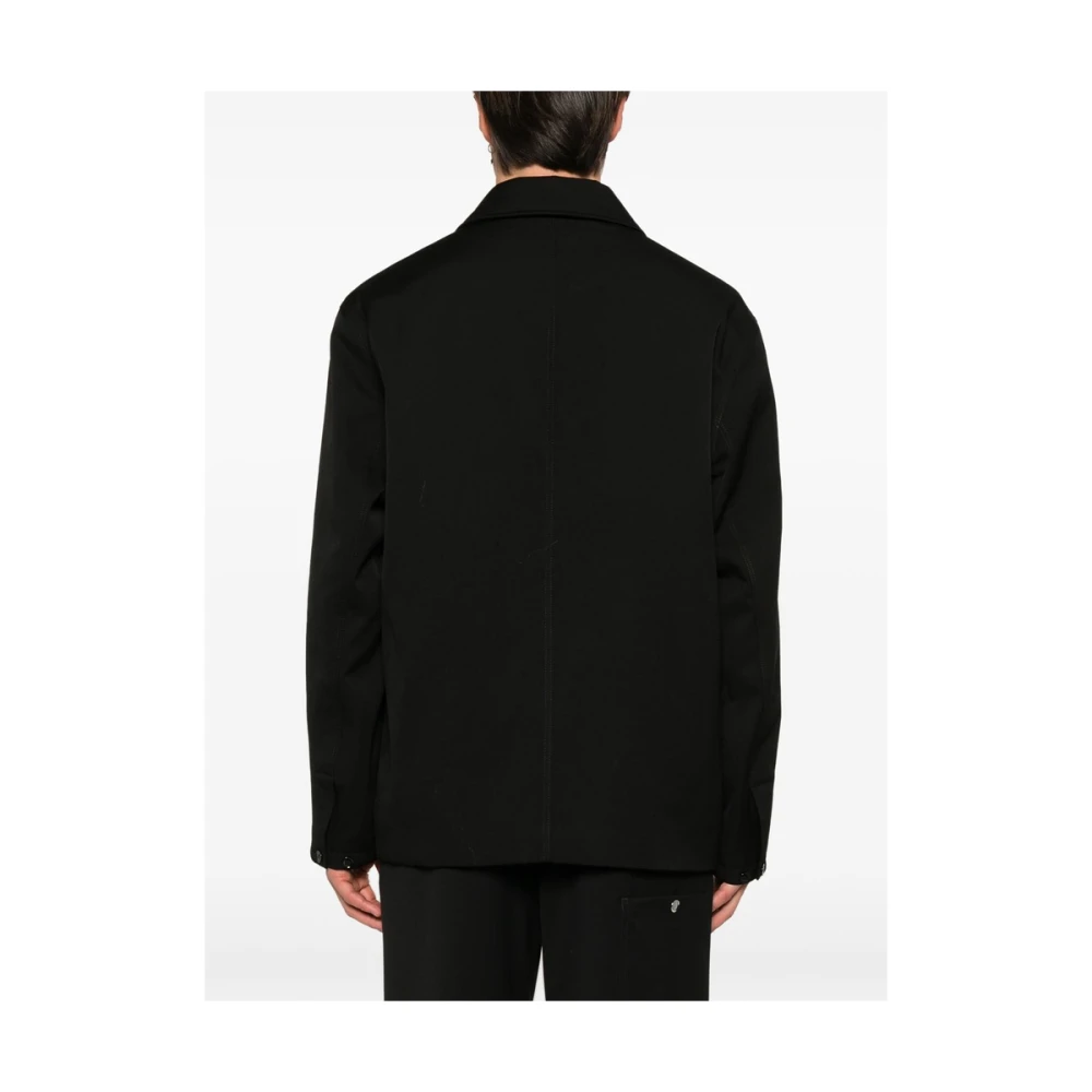 Lemaire Zwarte Wol Gabardine Klassieke Jas Black Heren