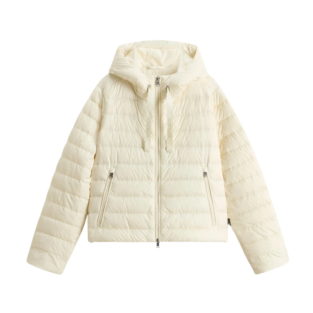 Woolrich Witte Gewatteerde Jas met Capuchon White Dames