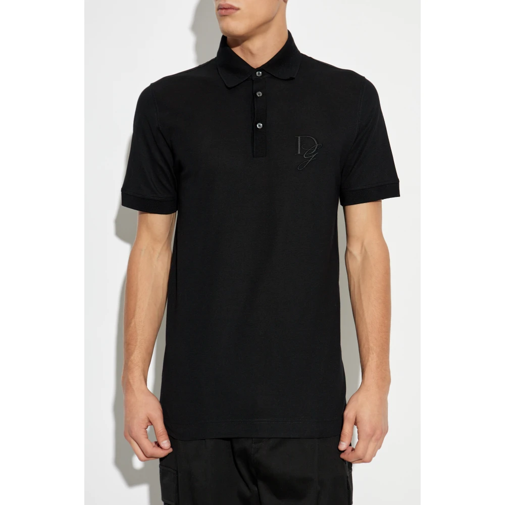 Dolce & Gabbana Katoenen polo met logo Black Heren