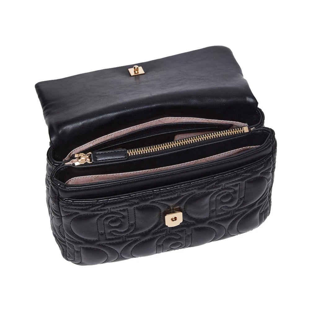 Liu Jo Zwarte Schoudertas met Gouden Details Black Dames