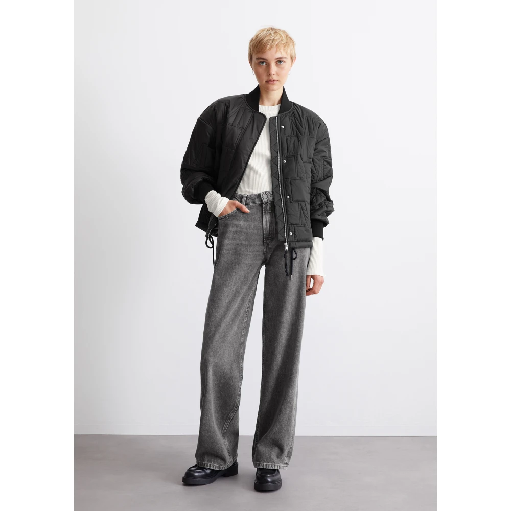 Marc O'Polo Logo gewatteerd jack relaxed Black Dames