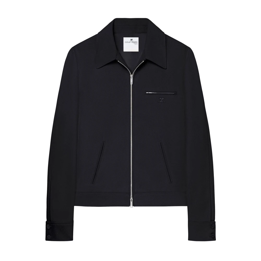 Courrèges Zwarte Klassieke Kraag Jas Black Heren