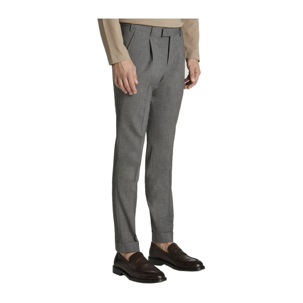 PT Torino Wollen broek met relaxte pasvorm Gray Heren