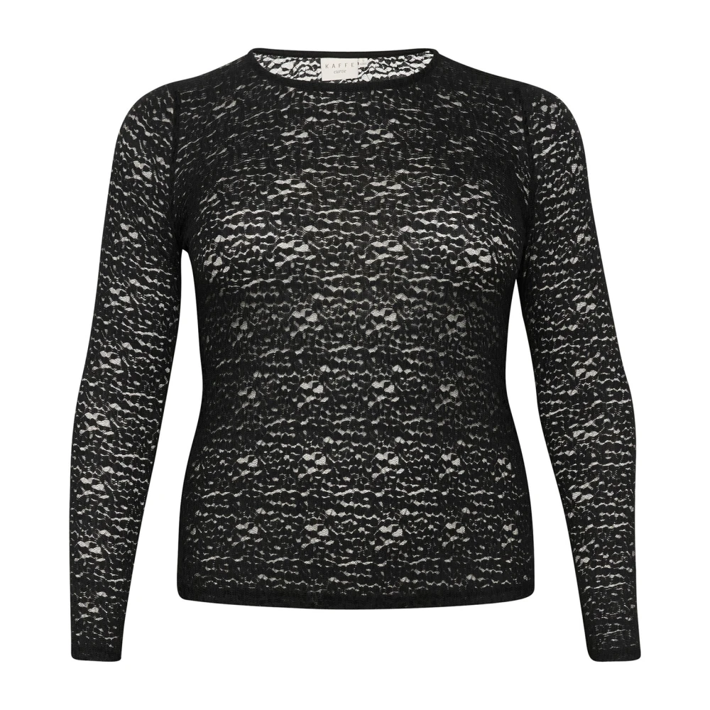 Kaffe Curve Kant T-shirt Top Zwart Diep Black Dames