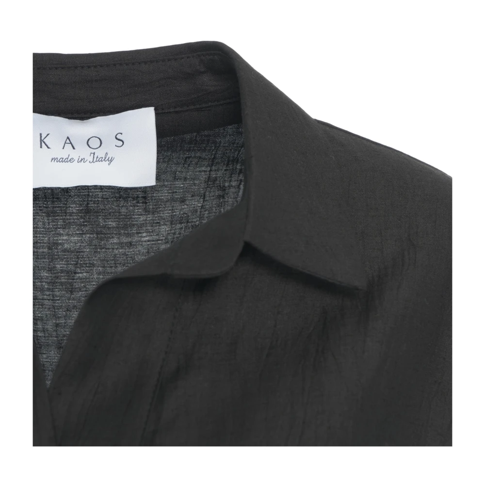 Kaos Zwarte Polo Kraag Blouse Elegante Stijl Black Dames