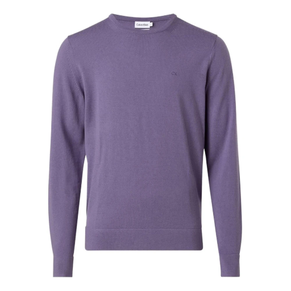 Calvin Klein Men's Purple Round-Neck Knitwear, L, Maglia