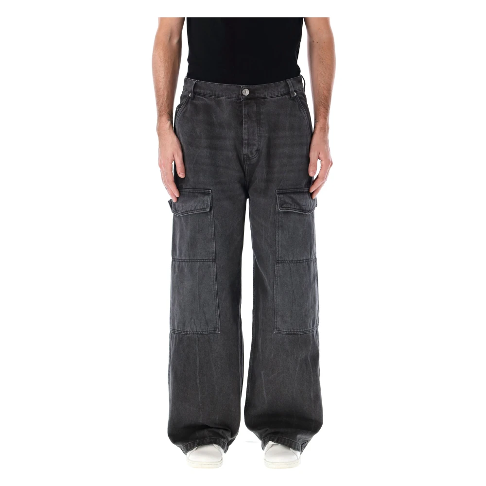 Ami Paris Svarta Worker Baggy Jeans Black, Herr