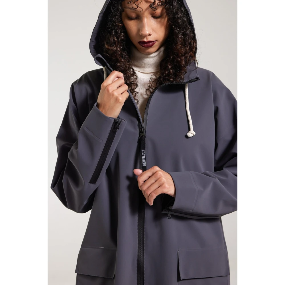 Stutterheim Mat Lang Regenjas met Aqua Guard Rits Blue Dames