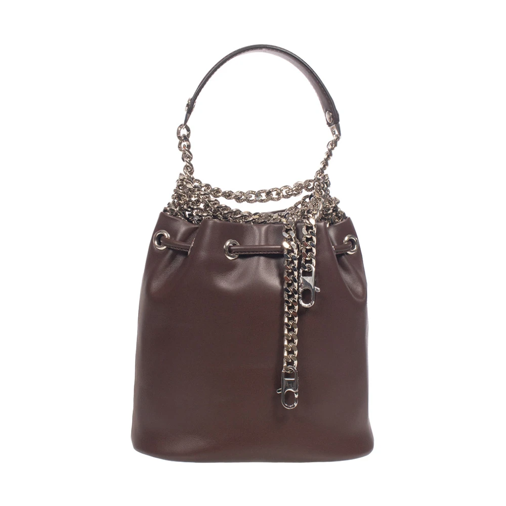 Orciani Leren emmer tas met gouden details Brown Dames