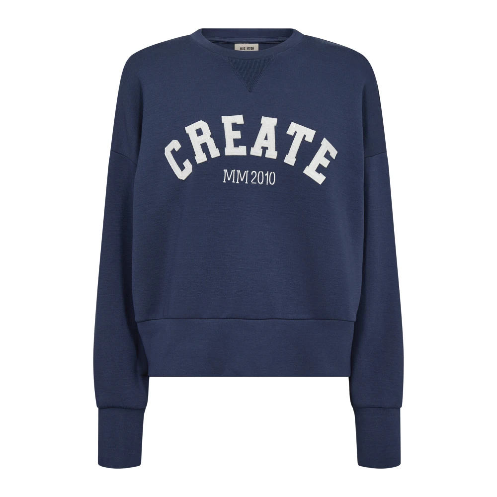 MOS MOSH Spellbound Sweatshirt met Retro College Vibes Blue Dames