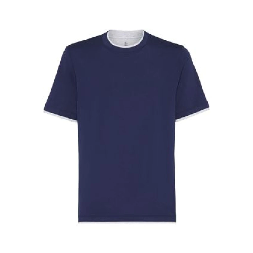 BRUNELLO CUCINELLI Blauwe T-shirts en Polos Blue Heren