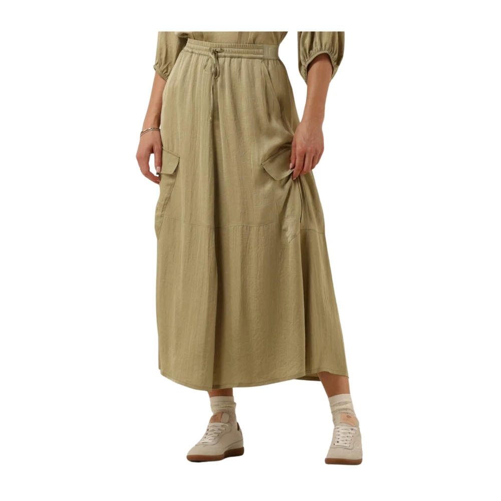 Summum Woman Groene Zijdezachte Midi Rok Green Dames
