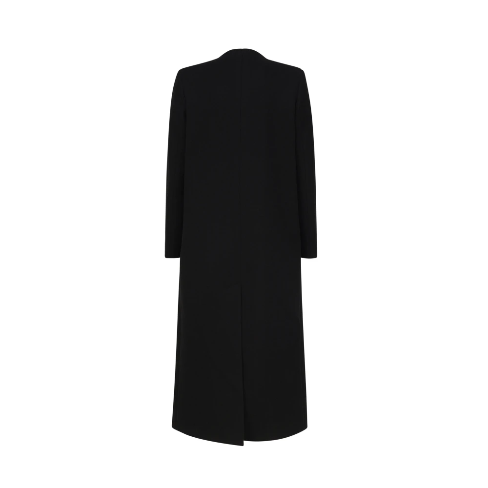 Mariuccia Milano Zwarte Lange Jas met Riem Black Dames