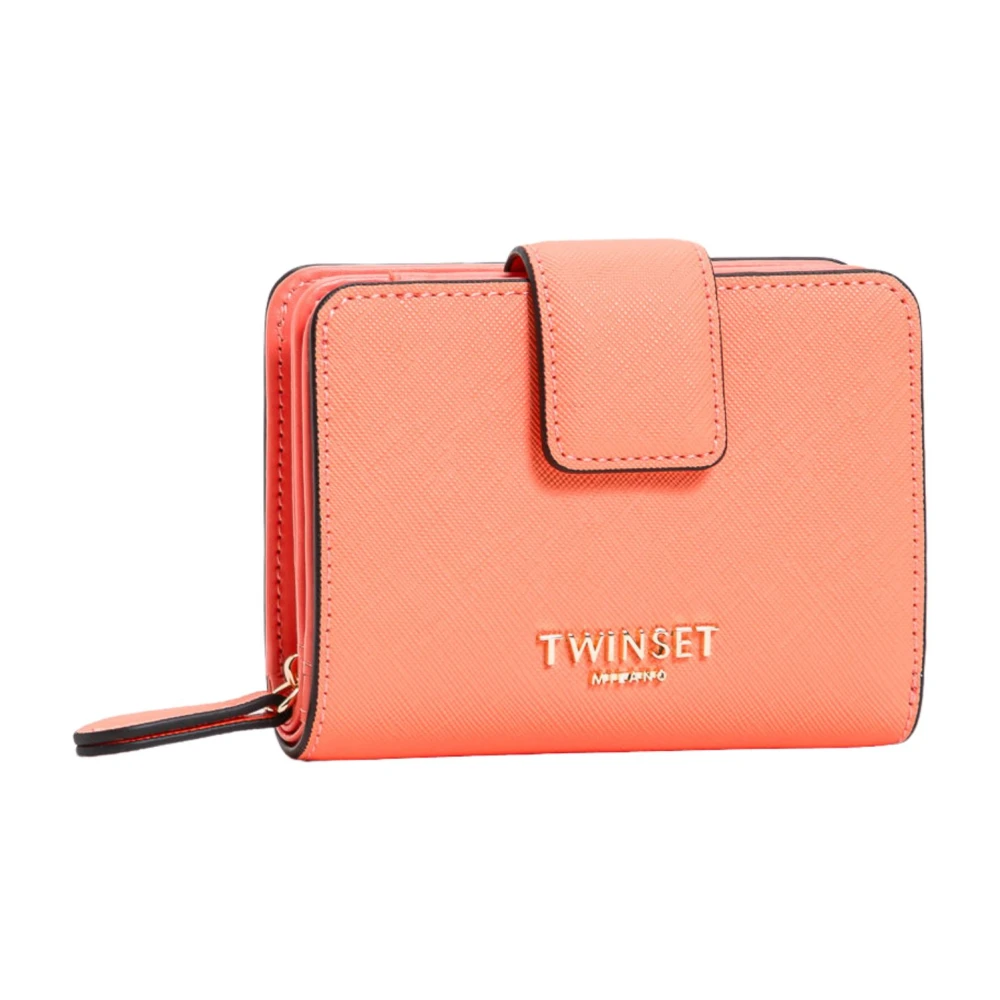 Twinset Koraalrode portemonnee met metalen logo Red Dames