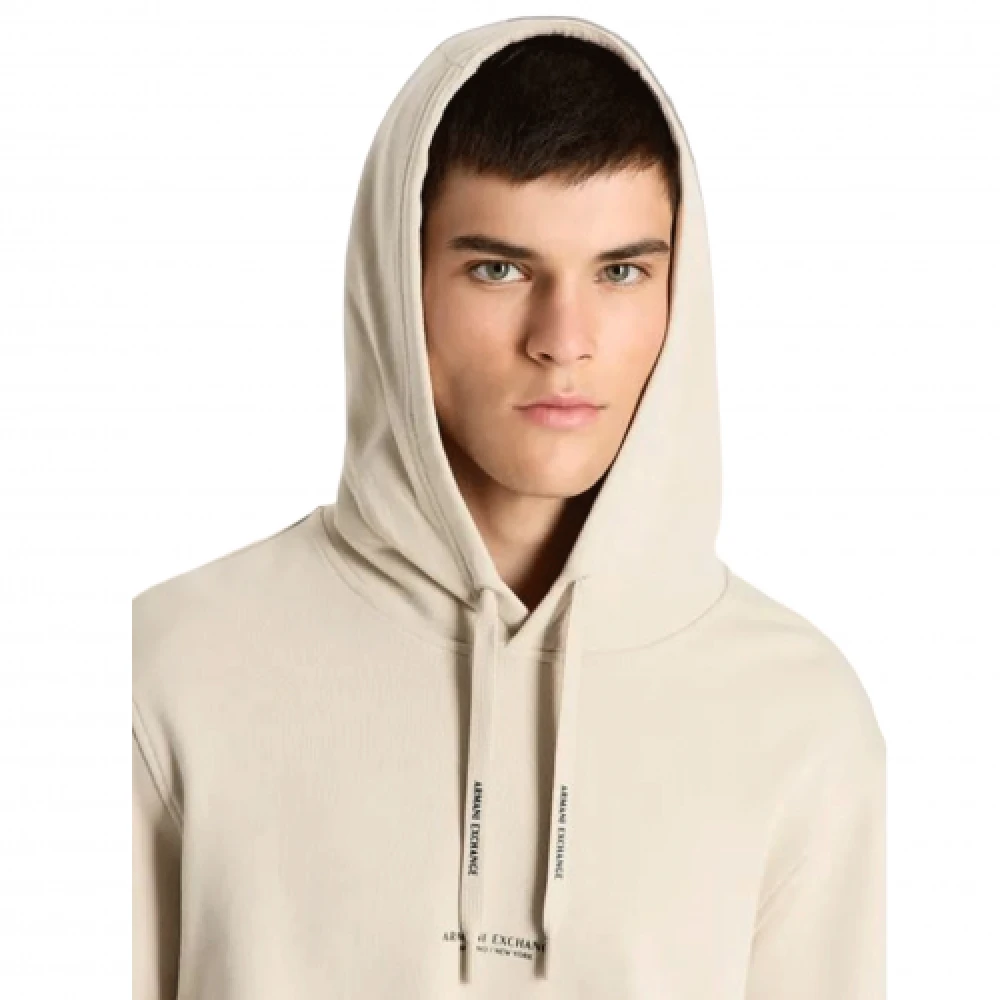 Armani Exchange Gedrukte hoodie voor mannen en vrouwen Beige Heren