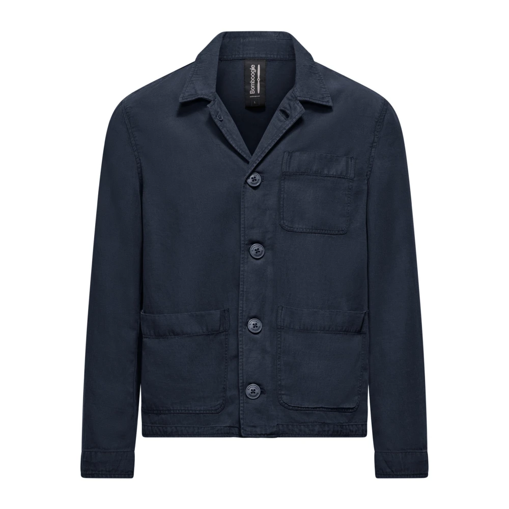Bomboogie Uomo Blu - Giacca Sfoderata In Tencel Con Colletto - Jackets - L