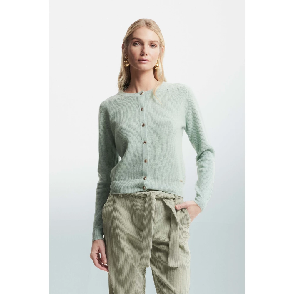 Kocca Wollen Gebreide Vest Met Knopen Green Dames