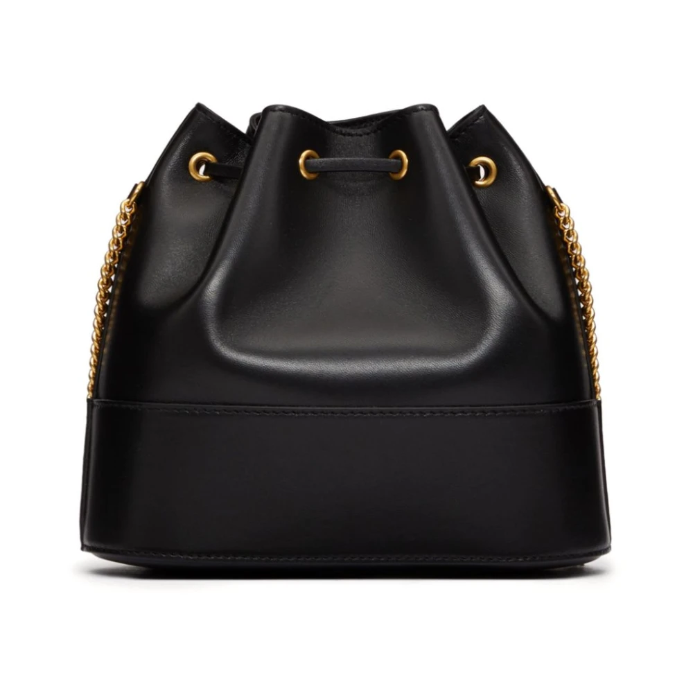 Valentino Garavani Zwarte Kalfsleren Trekkoordtas Black Dames