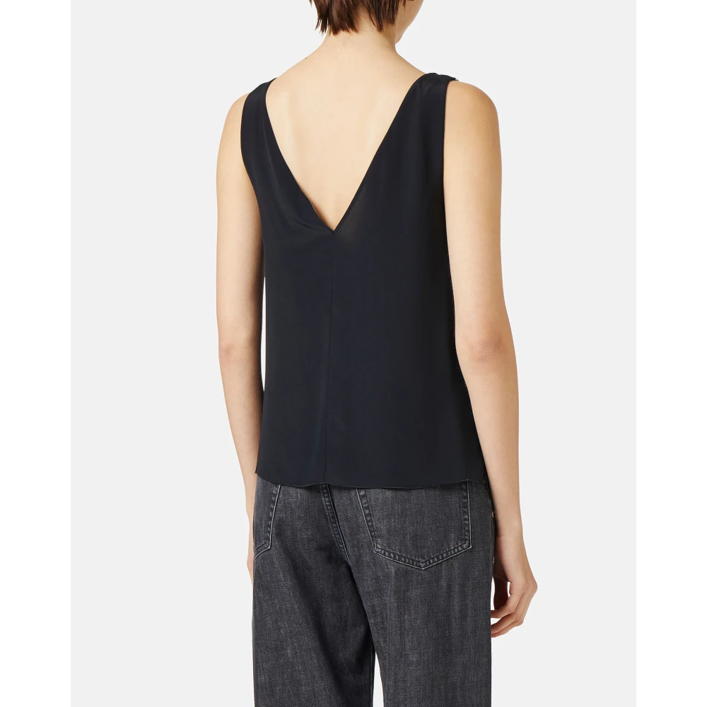 Iceberg Zwarte crepe de chine top met kenmerkende details Black Dames