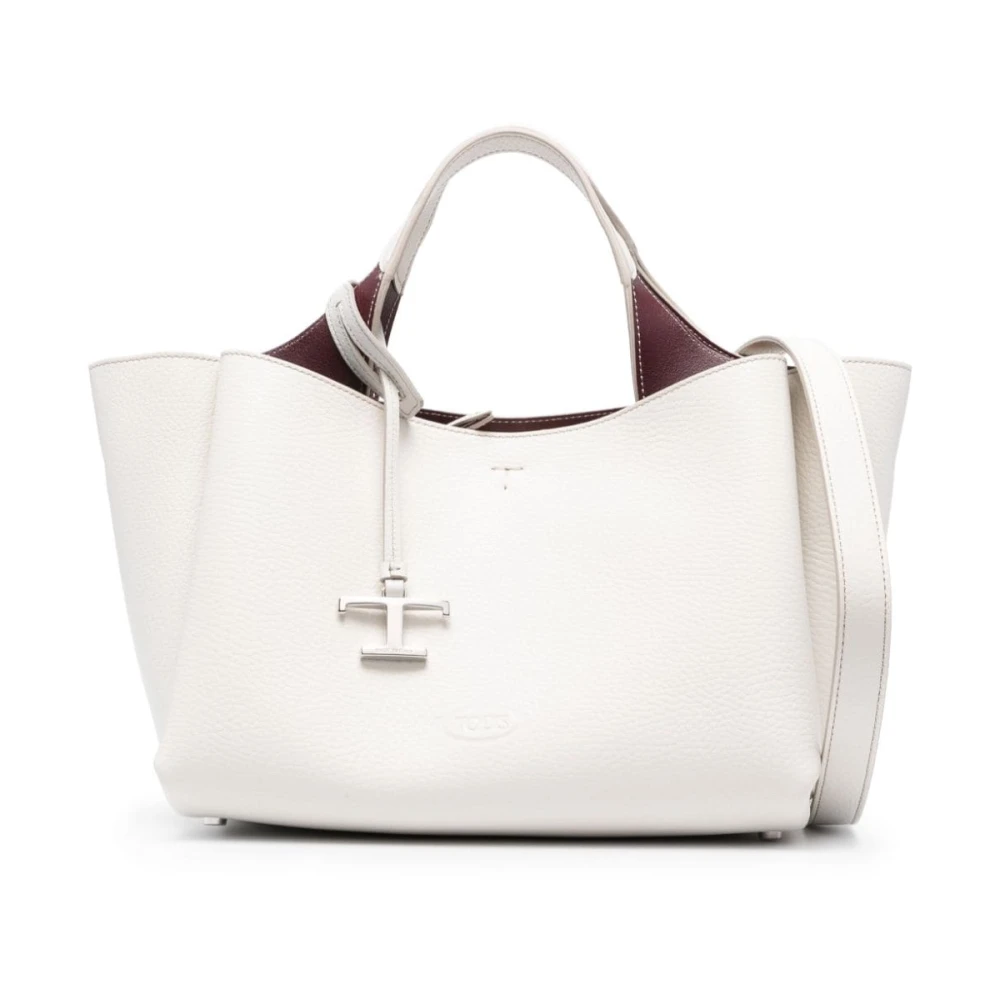 Tod's Vit Granulerad Väska med Logotyp White, Dam