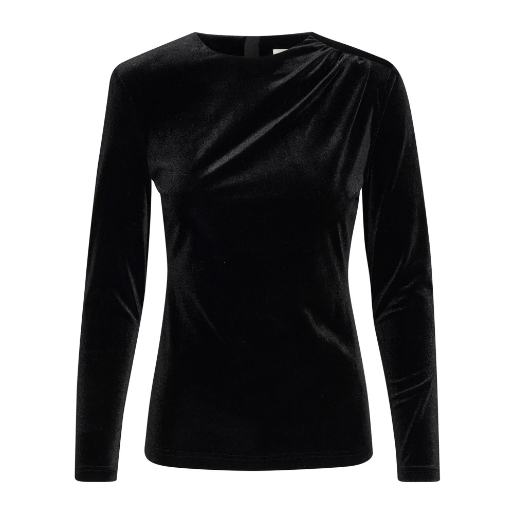 InWear Elegante Gedrapeerde Zwarte Top Blouse Black Dames
